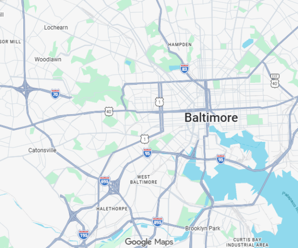 Google Map showing Baltimore